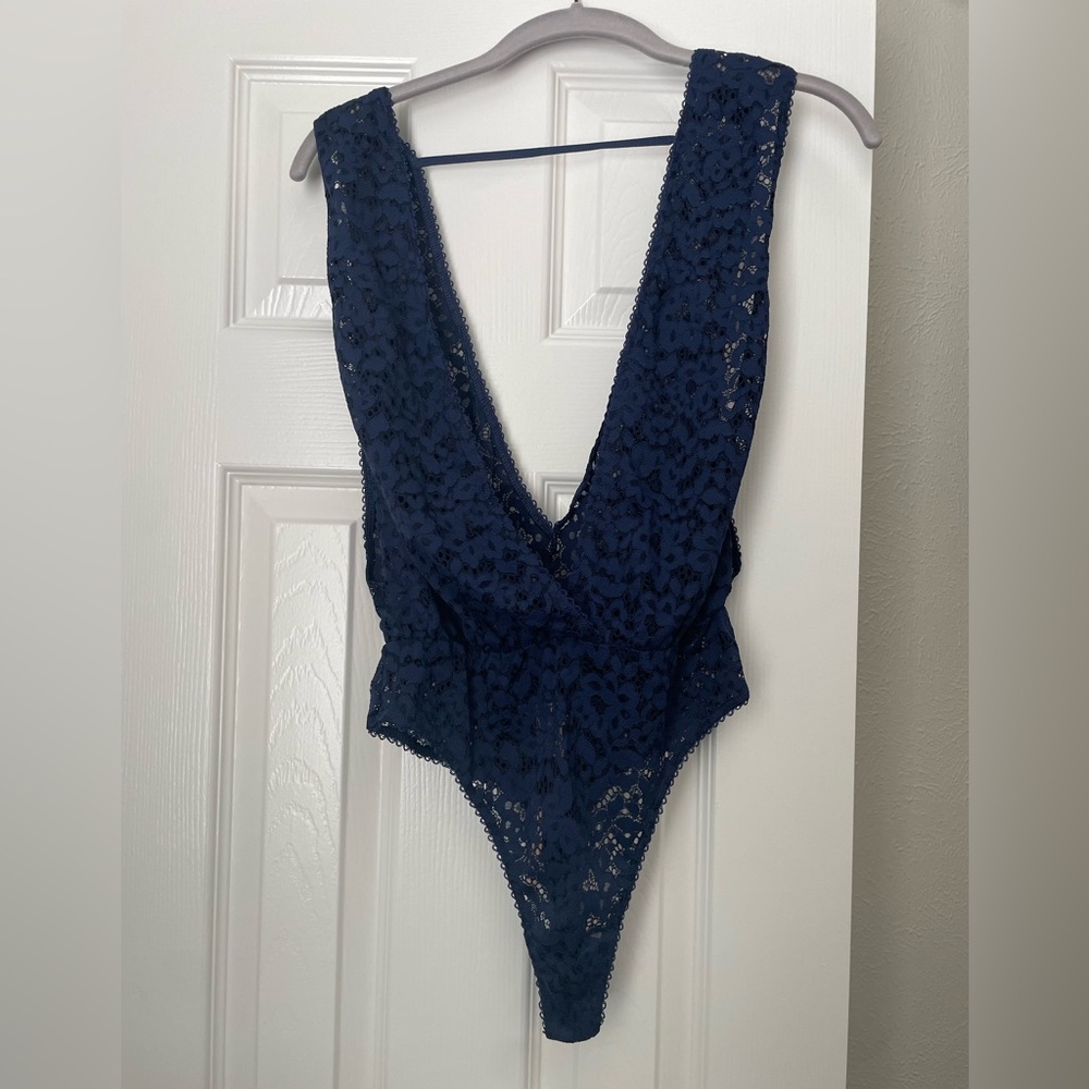 NWT navy Victoria’s Secret lace bodysuit